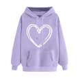 thumbnail image 1 of Plebaso Women's Hoodies Cute Heart Long Sleeve Casual Sweatshirts Drawstring Pullover Tops with Pockets, 1 of 5