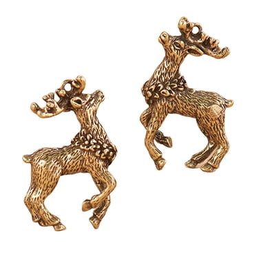 jifeng 2Pcs Antique Brass Pendants DIY Hanging Craft Sika Deer Charms for Jewelry
