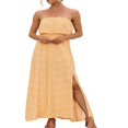 thumbnail image 1 of LNGOOR Women Bohemian Floral Ruffles Long Maxi Dress Strapless A-line Split Tube Tops, 1 of 7