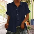 thumbnail image 2 of Yuyuzo Womens Button down Shirts Short Sleeve V Neck Tshirts Solid Color Office Work Tops Blouses, 2 of 6