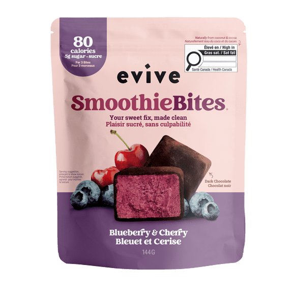 Evive Smoothie Bites Blueberry, Cherry, Açaï, 144g, Vegan, Non-GMO, Frozen Bites, Blend (banana, cauliflower, berries etc.), Evive Smoothie Bites Blueberry, Cherry, Açaï, 144g