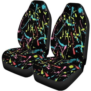 RYLABLUE Set of 2 Car Seat Covers Neon Splatter Universal Auto Front Seats Protector Fits for Car,SUV Sedan,Truck