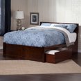 thumbnail image 1 of Orlando Queen Wood Platform Bed with Footboard and Storage Drawers in Walnut, 1 of 9