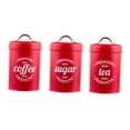 thumbnail image 1 of Abbracc Kitchen Food Storage Canister Set 3 Pcs Coffee Tea Sugar Tins Red, 1 of 9