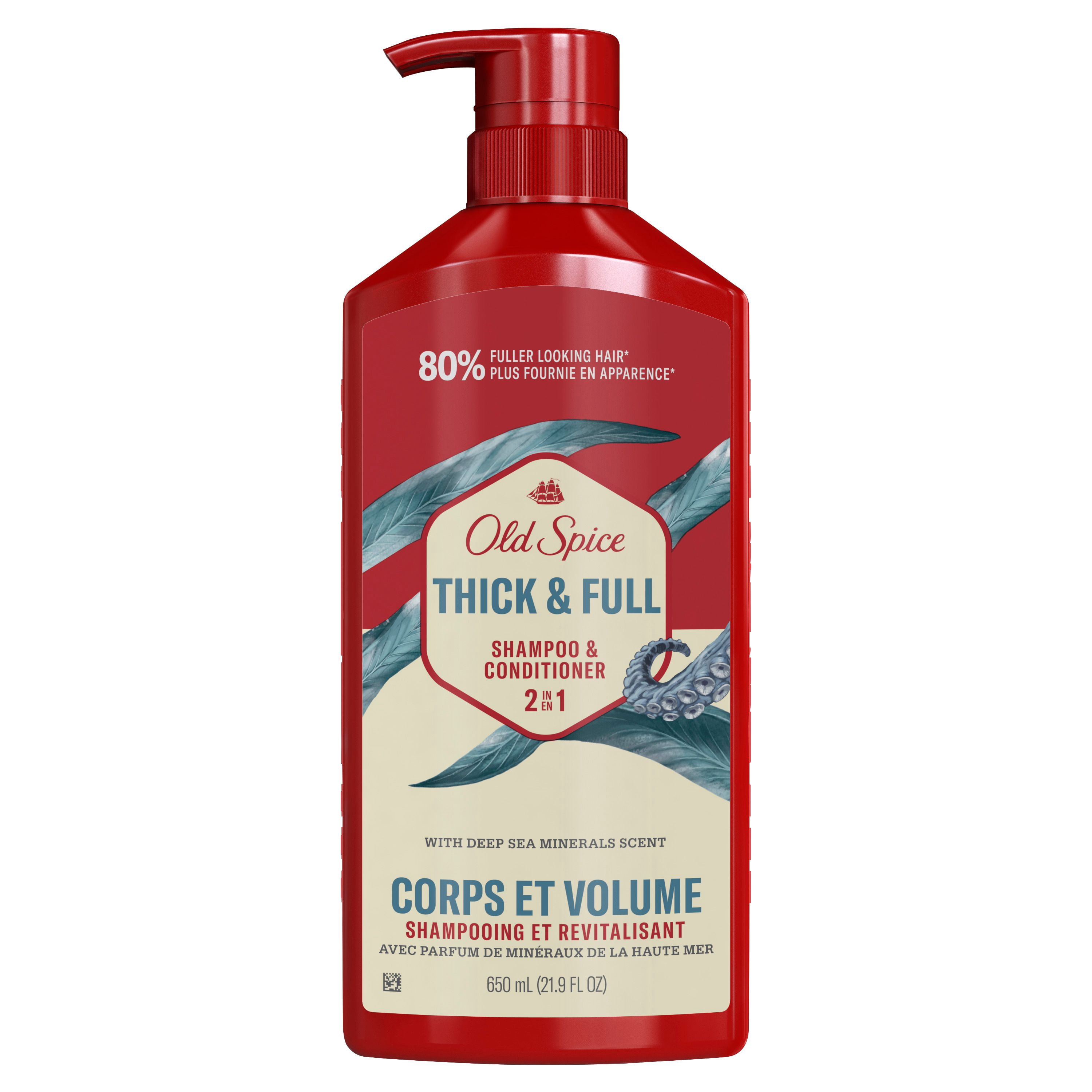Old Spice Thick and Full 2in1 Shampoo and Conditioner for Men, Healthier, Fuller, More Moisturized Looking Hair