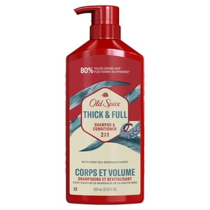 Old Spice Thick and Full 2in1 Shampoo and Conditioner for Men, Healthier, Fuller, More Moisturized Looking Hair
