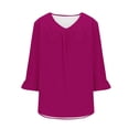 thumbnail image 5 of Timegard Plus Size Tops for Women V-Neck Ruched Ruffle 3/4 Sleeve Comfy Tee Shirts Casual Loose Tops, 5 of 5