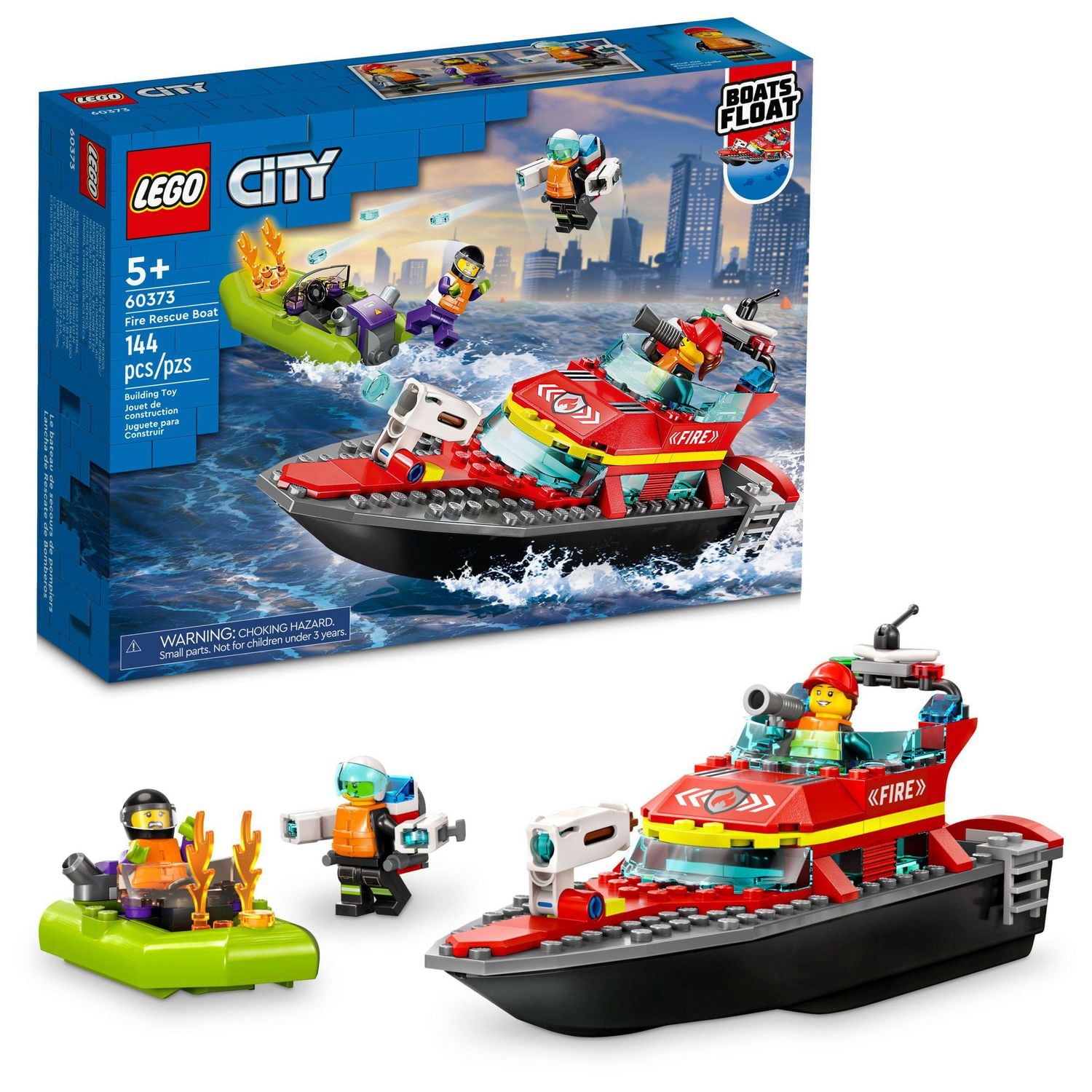 LEGO City Fire Le bateau de secours de pompiers 60373 Ensemble de construction (144 pièces)