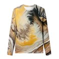 thumbnail image 5 of CEHVOM Femmes Dames Col Rond Hauts Amples T-Shirts Décontractés à Imprimé Blouse à Manches Longues Liquidation, 5 of 5