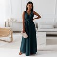 thumbnail image 4 of B91xZ Robes pour Femmes Mode Fendue Cuisse Bretelles Spaghetti Robe Midi Florale, Vert TG, 4 of 5