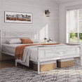 thumbnail image 1 of FullFurnique Metal Platform Bed Frame with Cloud Inspired Design Headboard, Full, White, 1 of 7
