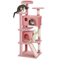 thumbnail image 1 of PawHut 54" Cat Tree Tower with Scratching Posts, Cat Condos, Pink, 1 of 10