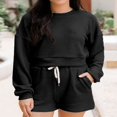 thumbnail image 2 of Women‘s Sweatshirt and Elastic Shorts 2 Piece Tracksuits with Long Sleeves, 2 of 9