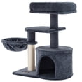thumbnail image 1 of FEANDREA Cat Tree, Small Cat Tower, Cat Condo, Kitten Activity Center with Scratching Post, Basket, Cave, Smoky Gray, 1 of 7