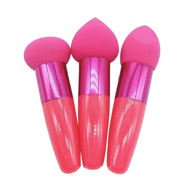 3Pcs Makeup Sponge Wedge Sponges with Handle Cosmetic Puff Beauty Sponge Stick