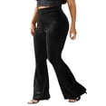 thumbnail image 2 of Women‘s Bootcut Yoga Pants Tummy Control Workout Bootleg Velvet Lounge Active Trouser Sweatpants, 2 of 5