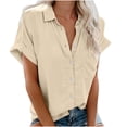 thumbnail image 1 of Timegard Womens Tops Button down Short Sleeve Lapel V-Neck Top Summer Casual Shirts with Pockets Blouse, 1 of 6