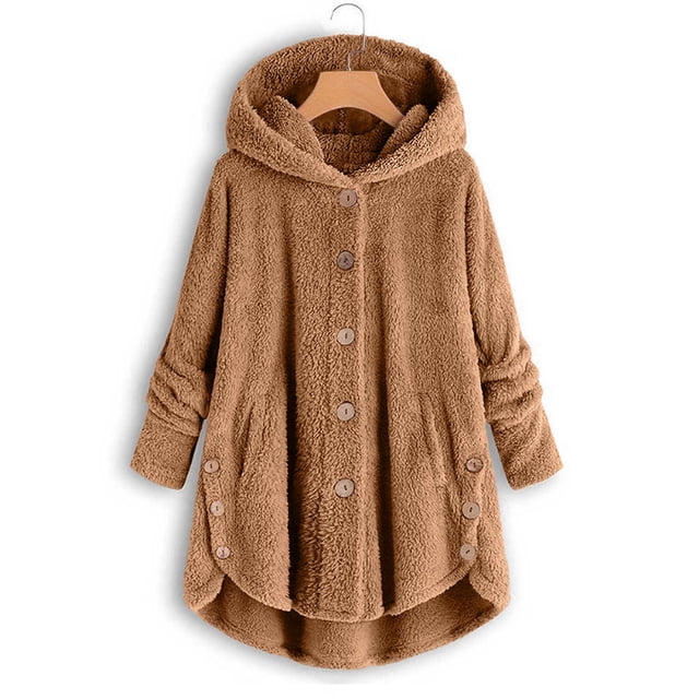 yoeyez Recent Orders Placed Fall Winter Cardigan for Women 2024 Oversized Open Front Fleece Jackets Solid Fuzzy Buttons Teddy Coats Outwear With Pockets