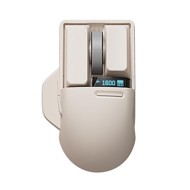 LOFREE Touch PBT Wireless Mouse with USB Receiver, Bluetooth, Wired Connection, Rechargeable, 4000 DPI with OLED Screen Compatible with Glass Surface