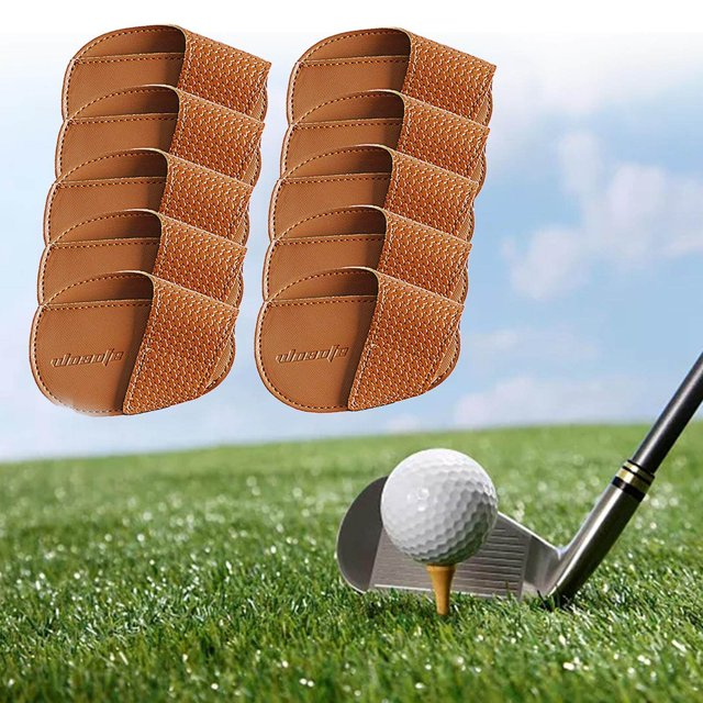 Baohd Golf Head Covers PU Portable Protector for Athlete Travel Golf Training Brown Small