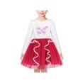 thumbnail image 1 of Robe Fille T-Shirt Rouge Blanc Papillon Floral Pailleté Lolita Bordure en Dentelle Fête 7 Ans, 1 of 6