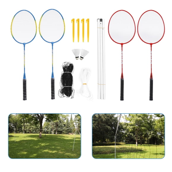 Sports Badminton Set Badminton Rackets, Birdies, Net, Adjustable Polls Beach or Backyard Combo Set Games
