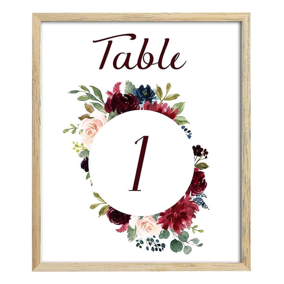 Darling Souvenir Double Sided Print Floral Table Numbers Wedding Reception Decorative Table Top Cards-4"" x 6"" (1 to 30)"