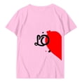 thumbnail image 2 of Chandails à Col Rond pour Couples Assortis Imprimé Cœur de la Saint-Valentin Mode Manches Courtes Décontracté T-Shirt Ample Confortable Confortable Doux Mari Femme Tenue de Vacances Vêtements Rose TTTG, 2 of 6