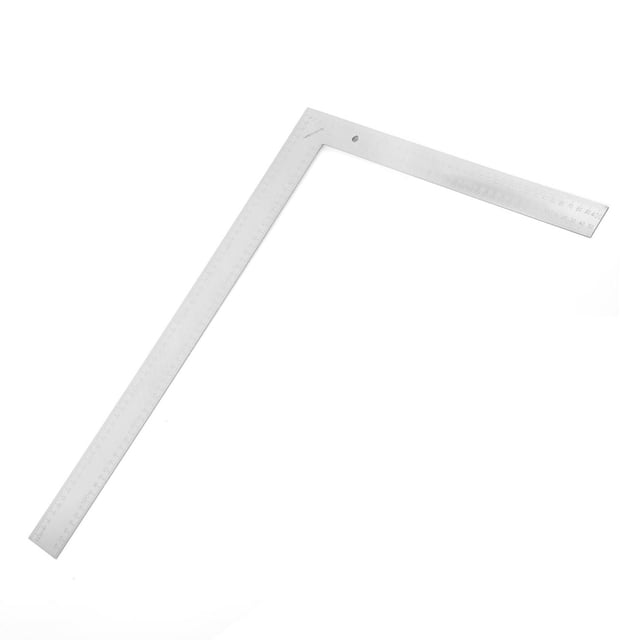 Swiss Tech 16"X24" Carpenter Square made of durable stainless steel with permanently stamped metric and imperial graduations, designed for precise 90-degree measurements and layout tasks, shown flat on a white background.