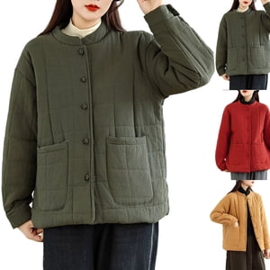 UPPADA Women's Winter Quilted Jackets Lightweight Puffer Coats Quilted Padded Full-Zip Outerwear Water-Resistant Winter Coat with Pockets,Puffer Jacket Womens Quilted Red,XXL