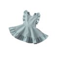 thumbnail image 2 of Kmbangi Filles Bretelles Couleur Unie Jupe Sans Manches Col Carré Grand Ourlet Robe Taille Haute avec Volants, 2 of 8