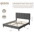thumbnail image 2 of Queen Size Bed Frame with Headboard Adjustable, Linen Upholstered Queen Platform Bed with Headboard, Mattress Foundation with Wooden Slats, No Box Spring Needed, Easy Assembly, Grey, 2 of 8