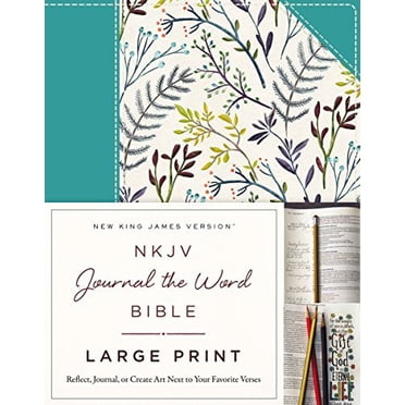 NKJV Journal the Word Bible (Large Print, Blue Floral Cloth over Board)