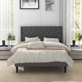 thumbnail image 2 of Costway Full Size Upholstered Platform Bed Button Tufted Headboard Mattress Foundation, 2 of 10