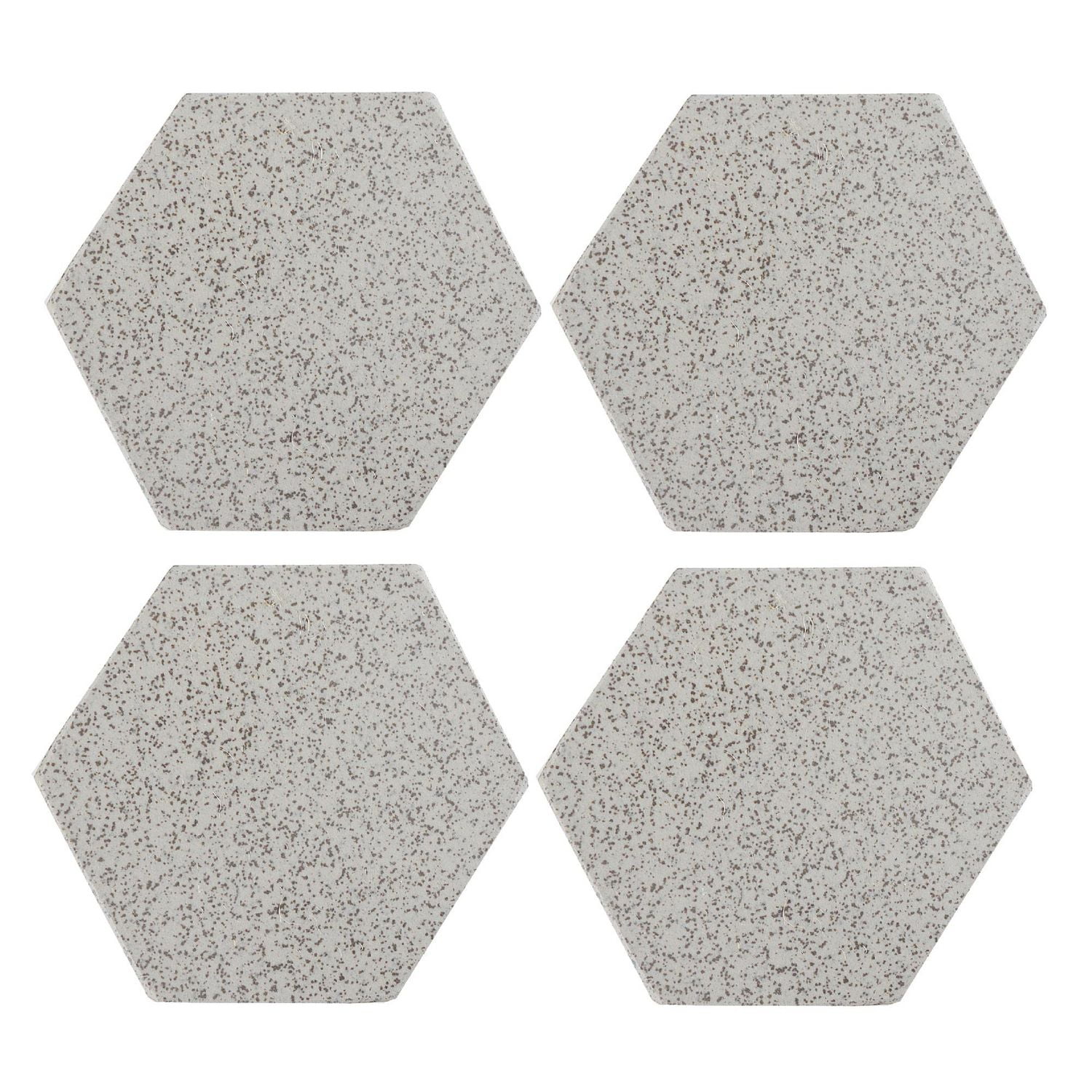 4Pc Terrazzo Stone Hexagon Coaster 4X4