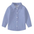 thumbnail image 1 of vdgthytj Toddler Baby Boys Girls Button down Shirts Kids Collared Long Sleeve Uniform Dress Shirt Tops Spring Fall Clothes, 1 of 6