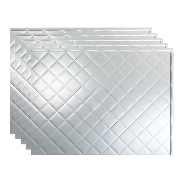 Fasade 18in x 24in Quilted Brushed Aluminum Backsplash Panel 5 Pack