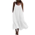 thumbnail image 2 of zanvin Robes boho pour Femmes, Robe Maxi d'Été pour Femmes Décontractée boho Sans Manches à Bretelles Spaghetti, Smockée, à Étages, Longue, de Plage, Soleil, pour Invitée de Mariage, Blanc, 2 of 4
