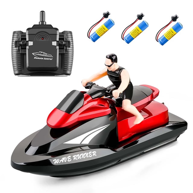 High-Speed 20km/h 809 RC Motorboat with 2.4GHz Remote Control, Dual Brushed Motors, ABS Waterproof Shell, 80m Control Range, 15min Runtime, 3 Rechargeable 3.7V 500mAh Batteries - Red/Blue Optional