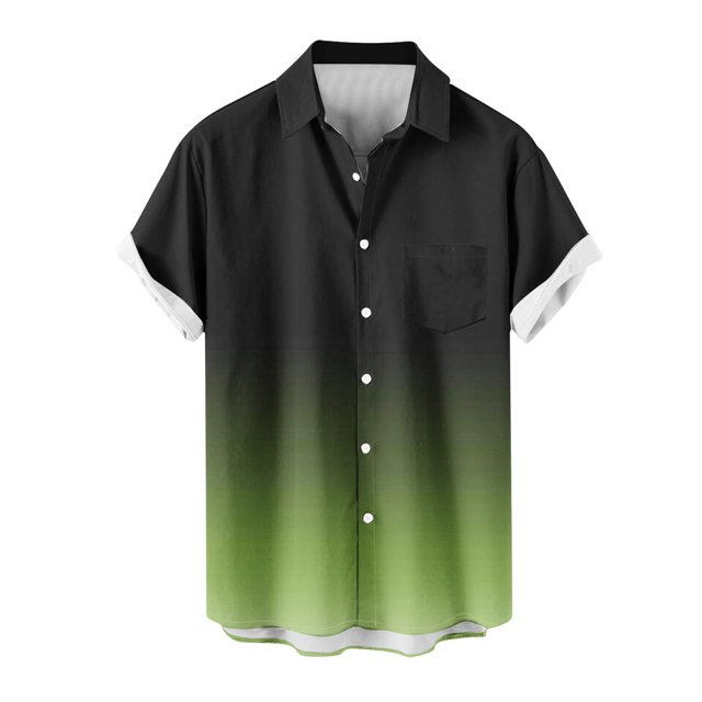 fatyb Button down Shirts for Men Short Sleeve Lightweight Beach Shirts Summer Gradient Collar Blouses