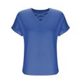 thumbnail image 5 of Liquidation! Hauts Grande Taille pour Femmes, Blouse à Manches Courtes d'Été pour Femmes, Haut Décontracté Ample Sans Manches à Col Rond, 5 of 5