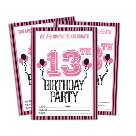 Darling Souvenir White Birthday Invitation Card Printable Fill or Write In Blank Invites Party Supplies Pack Of 28 5 x 7 Inches