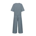 thumbnail image 3 of CHOK Ensemble 2 Pcs pour Femme en Lin, Haut Court à Manches Courtes, Ensemble de Détente Assorti et Pantalon Long, Survêtement Rose Vif G, 3 of 5