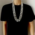 thumbnail image 2 of Men Necklace Big Chain Hip Hop Resin Exaggerated Geometric Choker Necklace for Cocktail Party, 2 of 7