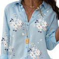 thumbnail image 3 of pitrice Women Lapel Long Sleeve Blouse Girls Floral Pattern Loose Style Tops Shirt, 3 of 6