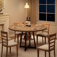 thumbnail image 2 of Bingirl Industrial 47 - Inch Round Dining Table Set for 4 to 6 People, with Tabletop and Metal Base, Ideal for Dining Room and Living Room, Rustic Brown, 2 of 6