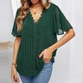 thumbnail image 4 of Hauts pour Dames Manches Courtes Femmes Décontracté Manches Courtes en Chiffonnier Uni Blouse T-Shirt à Col en V Hauts pour Dames Hauts pour Femmes Décontracté, 4 of 8