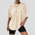 thumbnail image 2 of EQWLJWE Hauts d'Été pour Femmes Hauts pour Femmes Liquidation Mode Femme Uni Col Rond Imprimé T-Shirt à Manches Courtes Impression Blouse Ample Hauts, 2 of 5