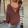 thumbnail image 3 of Timegard Womens T Shirts Long Sleeve Round Neck Basic Tops Casual Comfy Solid Color Blouses, 3 of 6