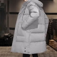 thumbnail image 3 of Pisexur Mens Winter Jacket Men's Solid Color Drawstring Button Pocket Zipper Long Sleeved Hooded Algondon Jacket Mens Puffer Jacket Winter Coats for Men Plus Size Jackets, 3 of 8